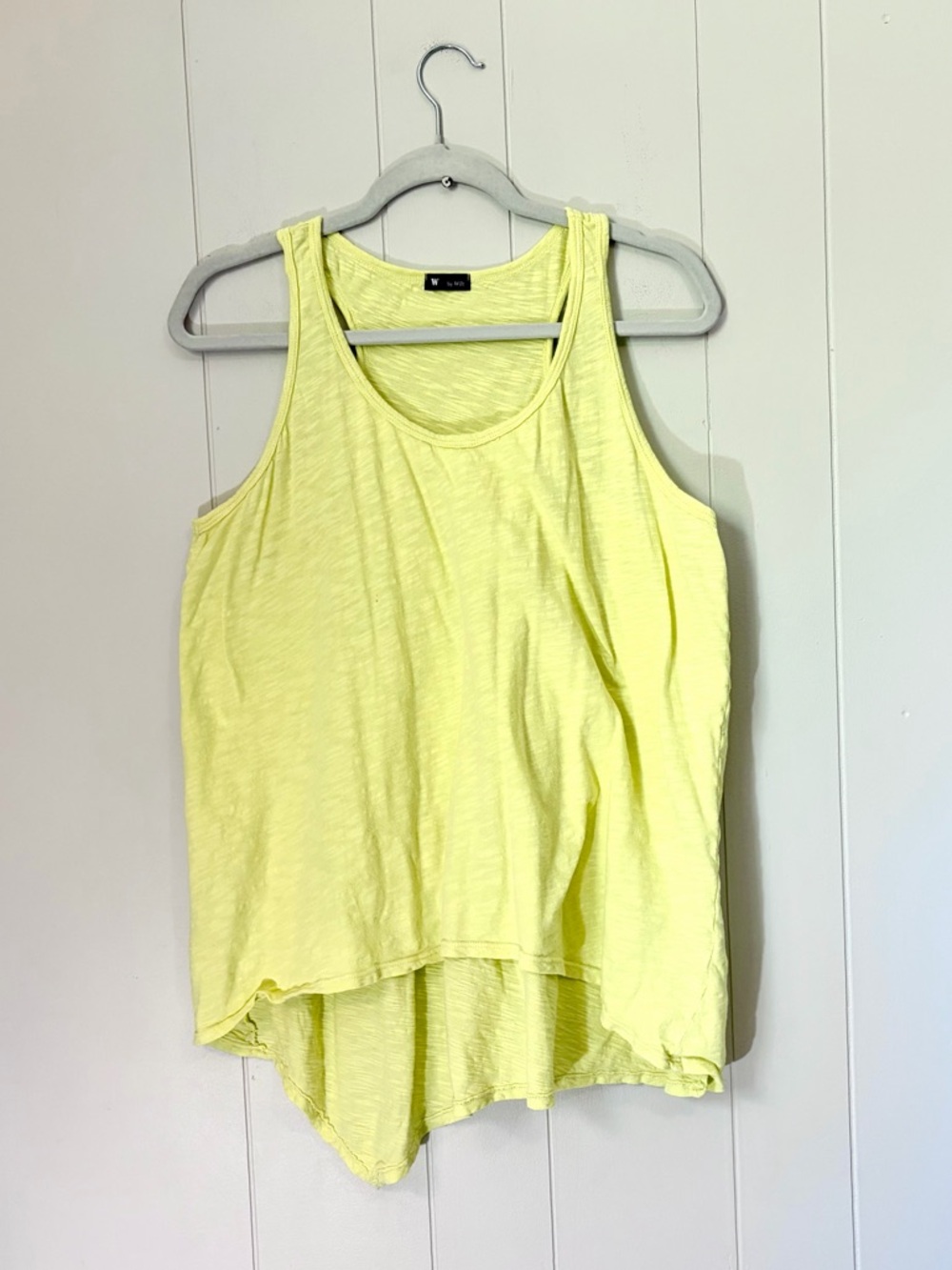 Wilt Lemon Yellow High-Low Tank Top Asymmetrical 100% Cotton Large